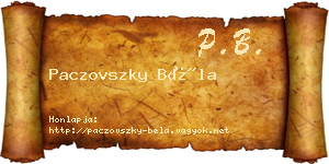 Paczovszky Béla névjegykártya